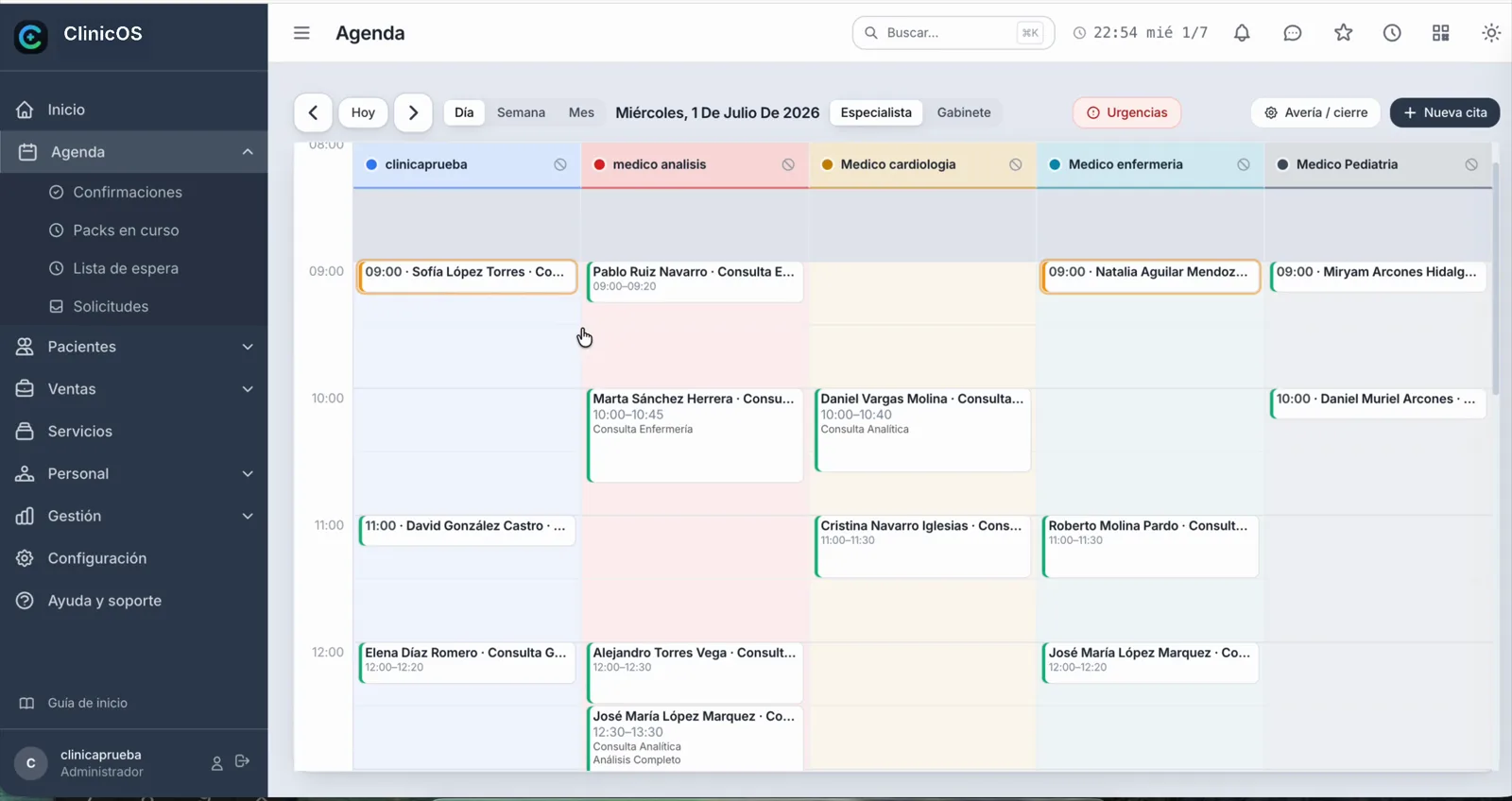 Agenda de ClinicOS